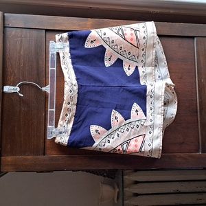 Sweet Journey size S peach blue and beige print shorty shorts high waisted